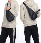 BULLCAPTAIN Leather Men Sling Bag Casual Crossbody Chest Bags Travel Daypack