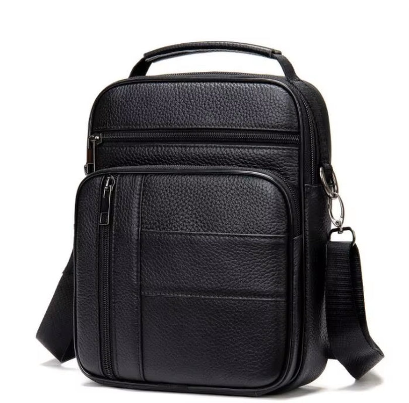 Men'S Natural Leather Handbag for Tablet Male Genuine Leather Shoulder Bag Small Men Travel Messenger Crossbody Bags Tote