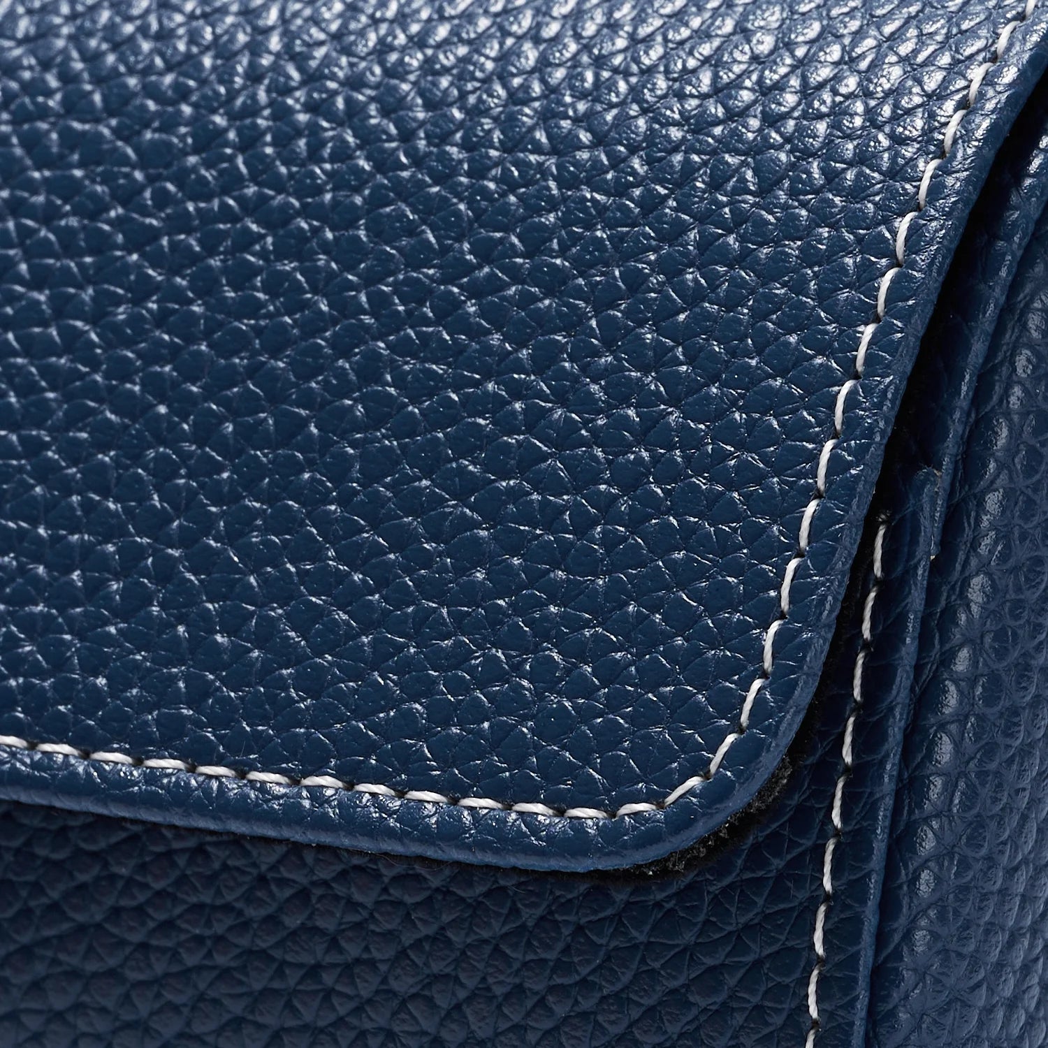 2.95" Navy Pebbled Leather Single Watch Roll, Travel Case with Soft Velvet Lining for Men & Women