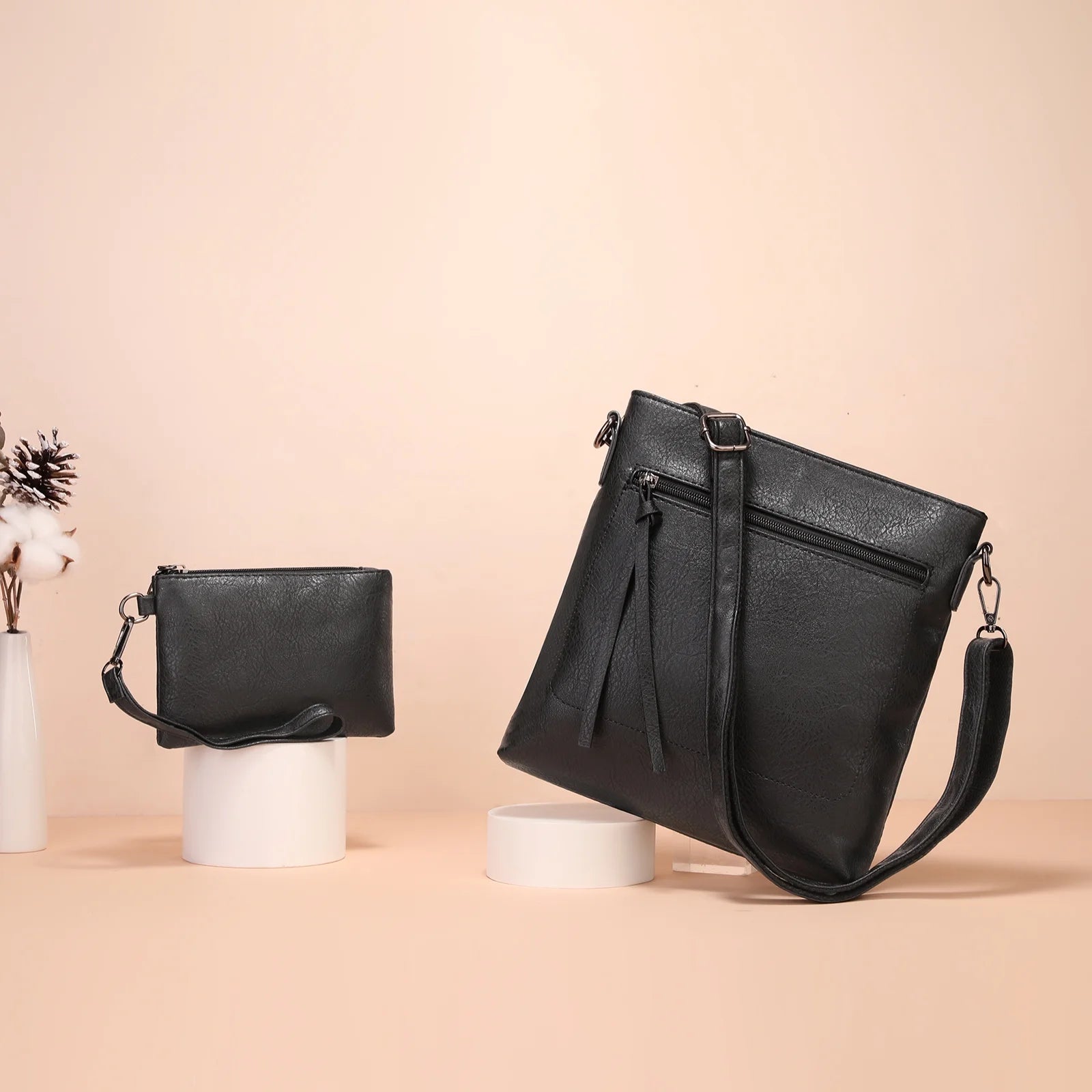 Real Leather Purse for Women Crossbody Bag Travel Shoulder Handbag Vintage Tassel Zipper
