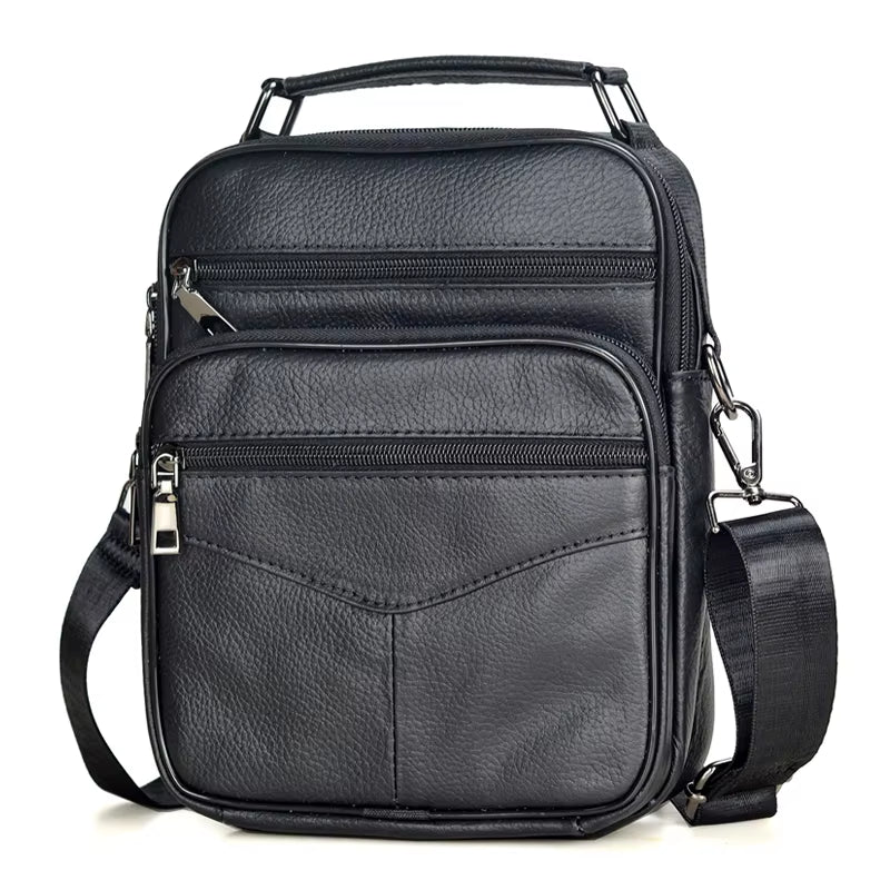 Men'S Natural Leather Handbag for Tablet Male Genuine Leather Shoulder Bag Small Men Travel Messenger Crossbody Bags Tote