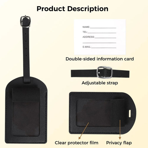 4 Pieces PU Leather Luggage Bag Case Tags,Bag Suitcase Labels Leather Luggage Tags for Suitcases,Pu Leather Name ID Labels Privacy Luggage Labels for Travel Bag Suitcase.