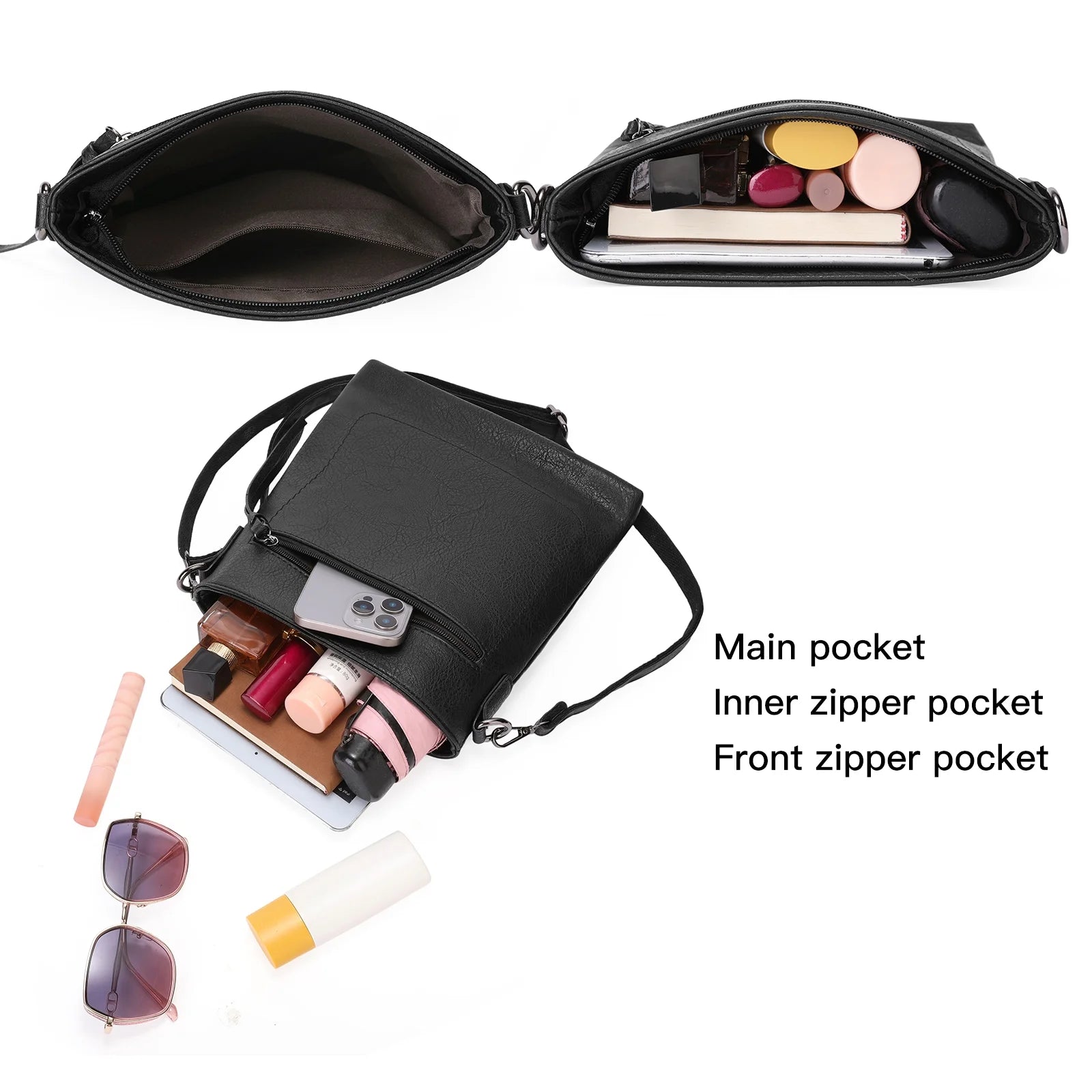 Real Leather Purse for Women Crossbody Bag Travel Shoulder Handbag Vintage Tassel Zipper