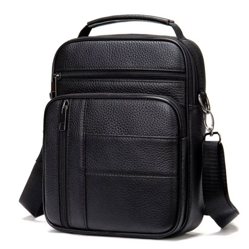 Men'S Natural Leather Handbag for Tablet Male Genuine Leather Shoulder Bag Small Men Travel Messenger Crossbody Bags Tote