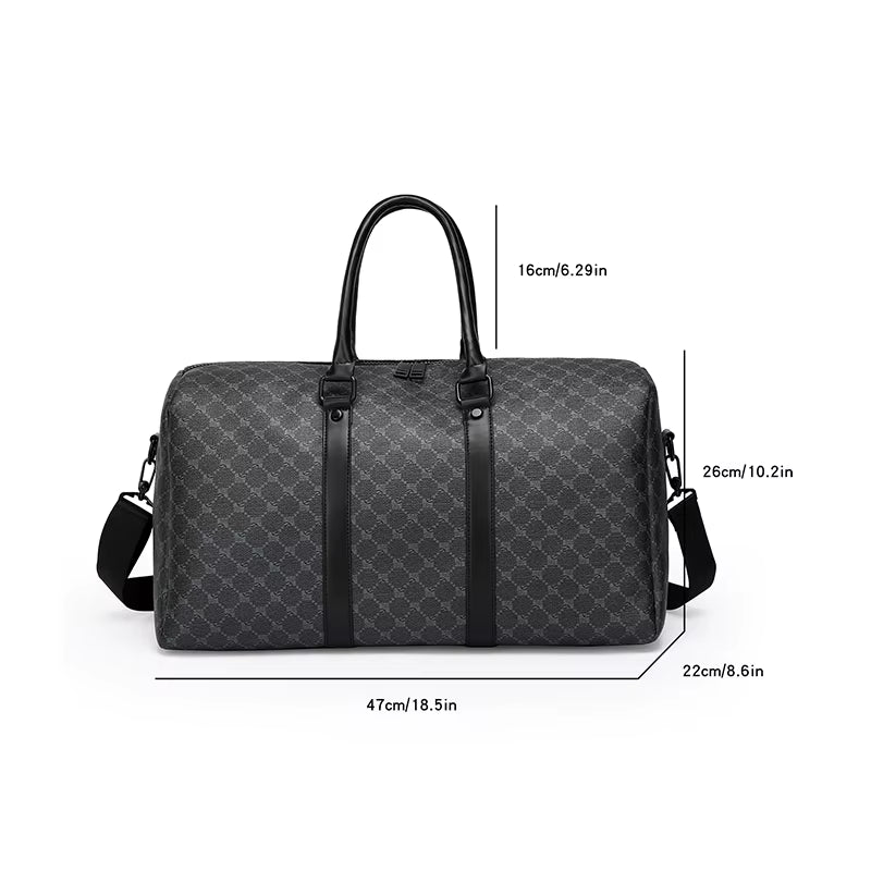 Men’S Black Traveling Bag Large Capacity Business Travel Luggage Bag Classic Full Body Printed Handbag Shoulder Bags for Men