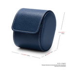 2.95" Navy Pebbled Leather Single Watch Roll, Travel Case with Soft Velvet Lining for Men & Women