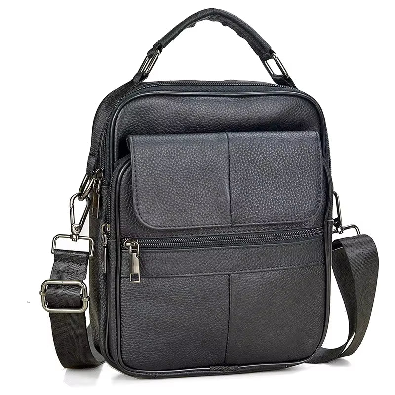 Men'S Natural Leather Handbag for Tablet Male Genuine Leather Shoulder Bag Small Men Travel Messenger Crossbody Bags Tote