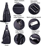 BULLCAPTAIN Leather Men Sling Bag Casual Crossbody Chest Bags Travel Daypack