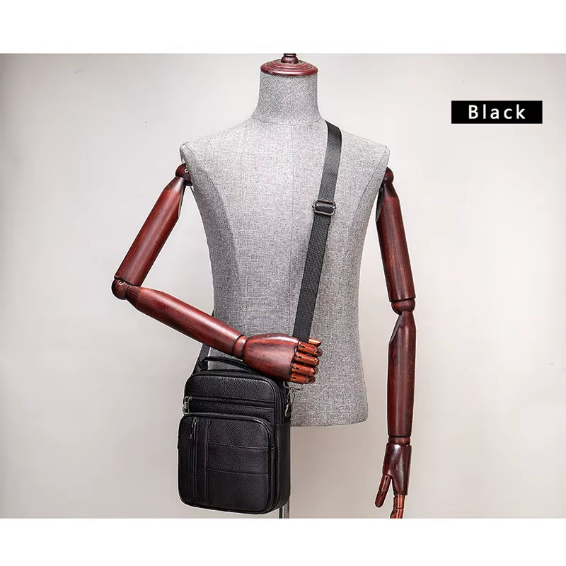 Men'S Natural Leather Handbag for Tablet Male Genuine Leather Shoulder Bag Small Men Travel Messenger Crossbody Bags Tote