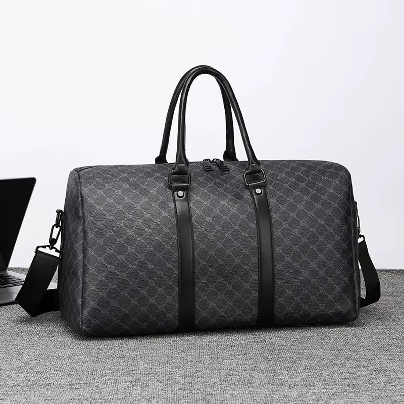 Men’S Black Traveling Bag Large Capacity Business Travel Luggage Bag Classic Full Body Printed Handbag Shoulder Bags for Men
